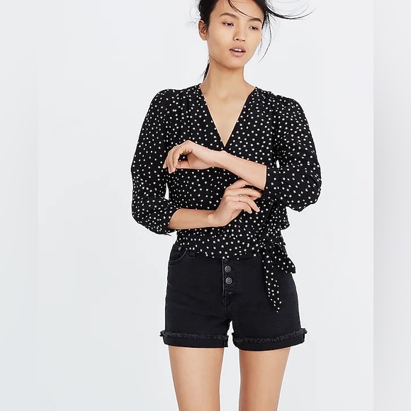Madewell Tops - Madewell Black and White Polka Dot Blouse